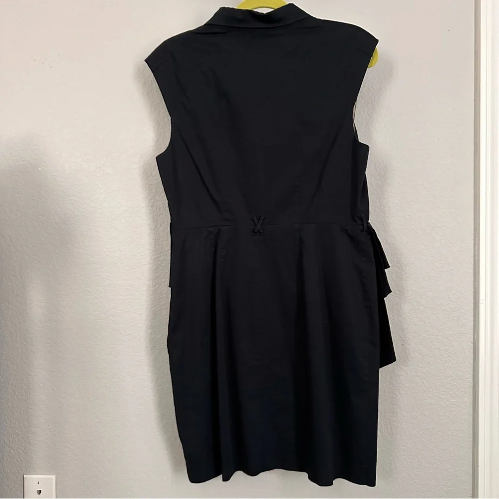 Sleeveless Navy Wrap Detail Sheath Dress - Picture 3 of 7